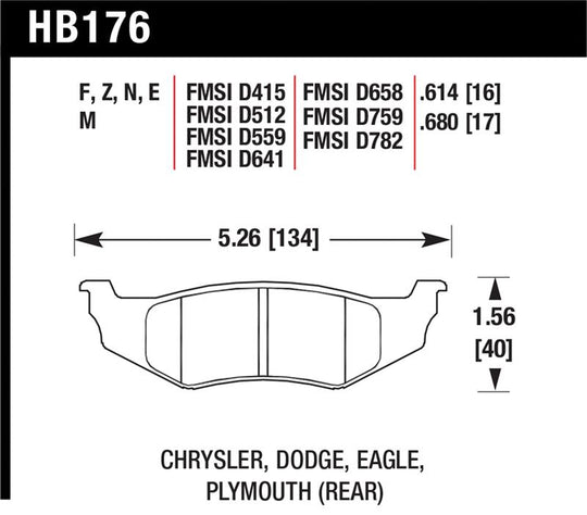 Hawk SRT4 HP+ Street Rear Brake Pads - HB176N.614