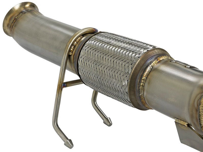aFe Twisted Steel 3in. 304 SS Catted Series Downpipe 16-18 Ford Focus RS I4-2.3L (t) - 48-33024-HC
