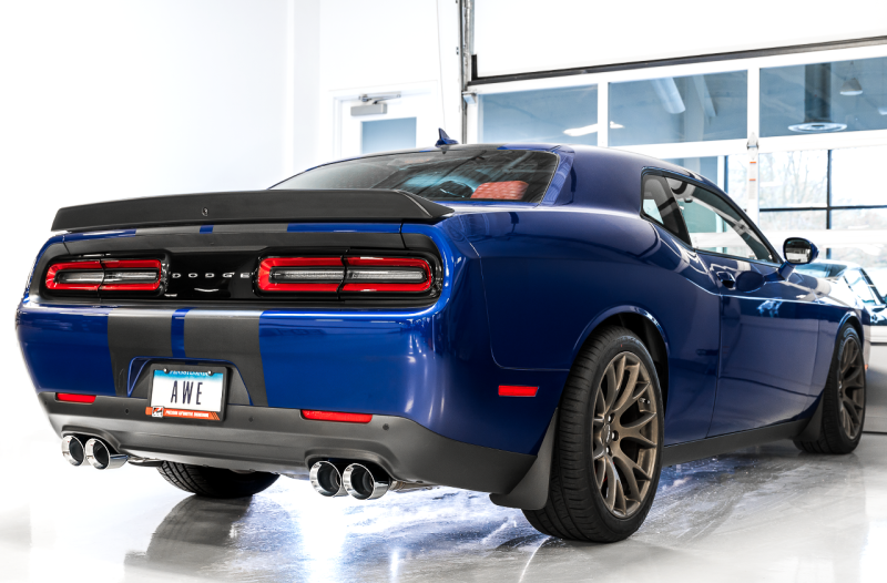 AWE Tuning 2017+ Challenger 5.7L Touring Edition Exhaust - Non-Resonated - Chrome Silver Quad Tips - 3020-42076
