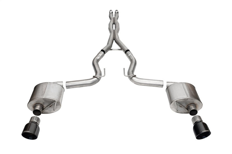 Corsa 24+ Ford MustangGT Sport Cat-Back Ex.Sys 3.0in Dual Rear Exit w/4.5in Blk PVD Pro Series Tips - 21254BLK