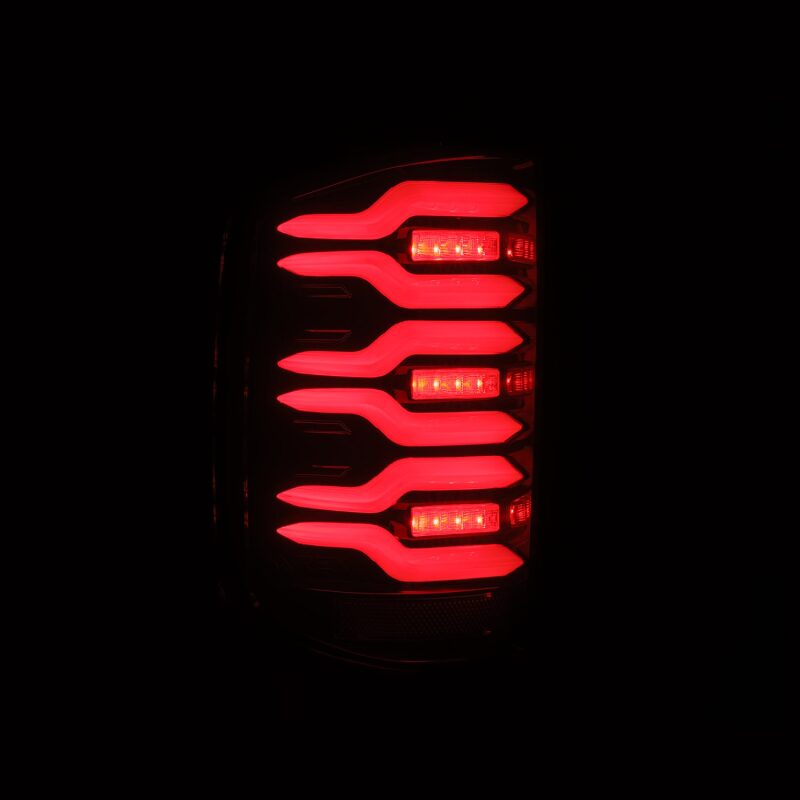 AlphaRex 14-18 Chevy Silverado 1500 Luxx-Series LED Tail Lights Black/Red w/Activ Light/Seq Signal - 620050
