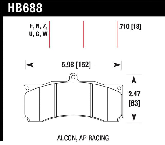 Hawk Alcon / AP Racing / Baer HPS Brake Pads - HB688F.710