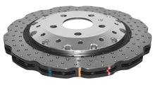 Load image into Gallery viewer, DBA 13-16 Audi RS5 (w/Scalloped edge Iron Discs) Rear 5000 Series Drilled Wavy Rotor w/Silver Hat - DBA52835WSLVXD