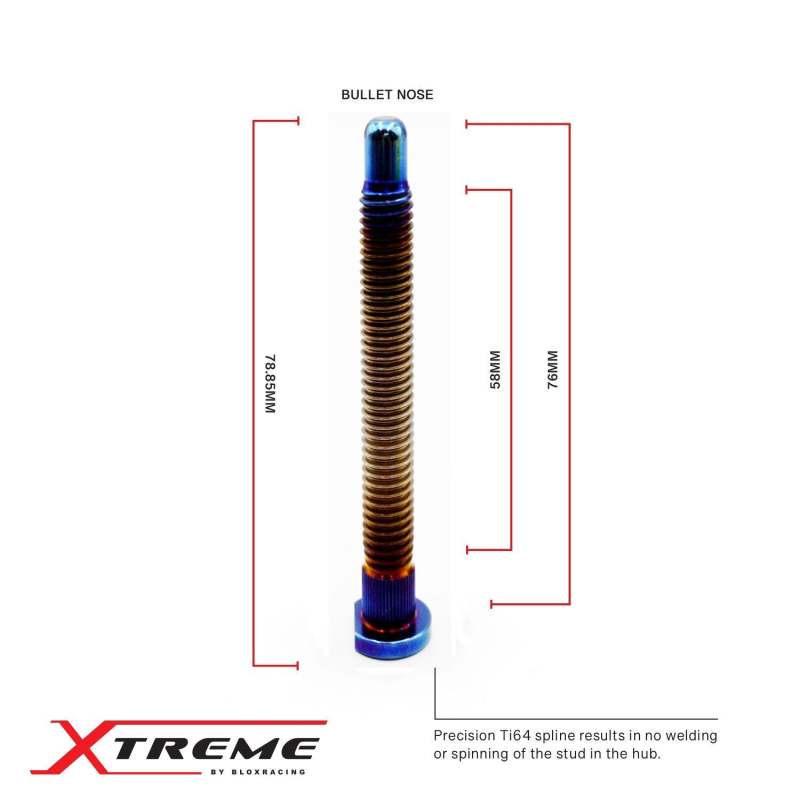 BLOX Racing Titanium Extended Wheel Studs M12X1.5mm 10Pcs Honda Fitment - Burnt - BXAC-00177-B