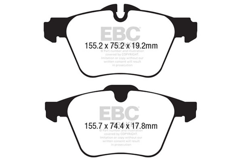 EBC 13+ Jaguar F-Type (Cast Iron Rotors Only) 3.0 Supercharged (340) Redstuff Front Brake Pads - DP32189C