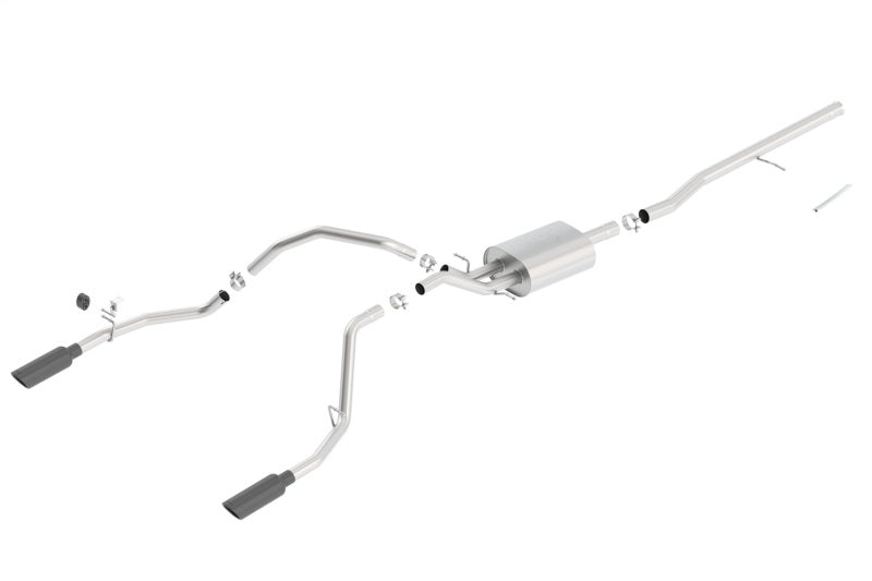 Borla 14 Silv/Sierra C/B Exhaust ATAK 1500 5.3L V8 AT/MT 2&4WD Ext Cab (78.7) WB - Black Chrome - 140537BC