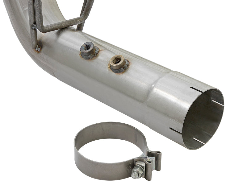 aFe ATLAS 4in DPF-Back Alum Steel Exhaust System w/Dual Exit Black Tip 2017 GM Duramax 6.6L (td) - 49-04086-B