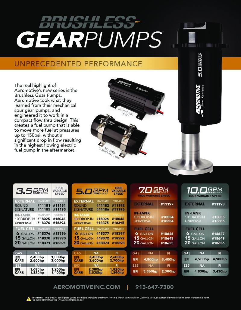 Aeromotive Fuel Pump - Module - w/Fuel Cell Pickup - Brushless Gear Pump 5gpm Spur Pro+ - 18026