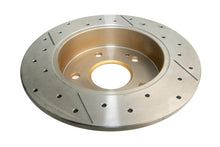 Load image into Gallery viewer, DBA 97-03 Honda Accord 3.0L Rear Drilled &amp; Slotted Rotor (w/Gold Hat) - DBA489X