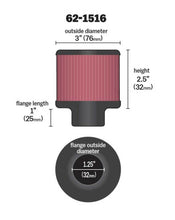 Load image into Gallery viewer, K&amp;N 1in Flange L x 3in OD x 2.5in Height Clamp On Crankcase Vent Filter - 62-1516
