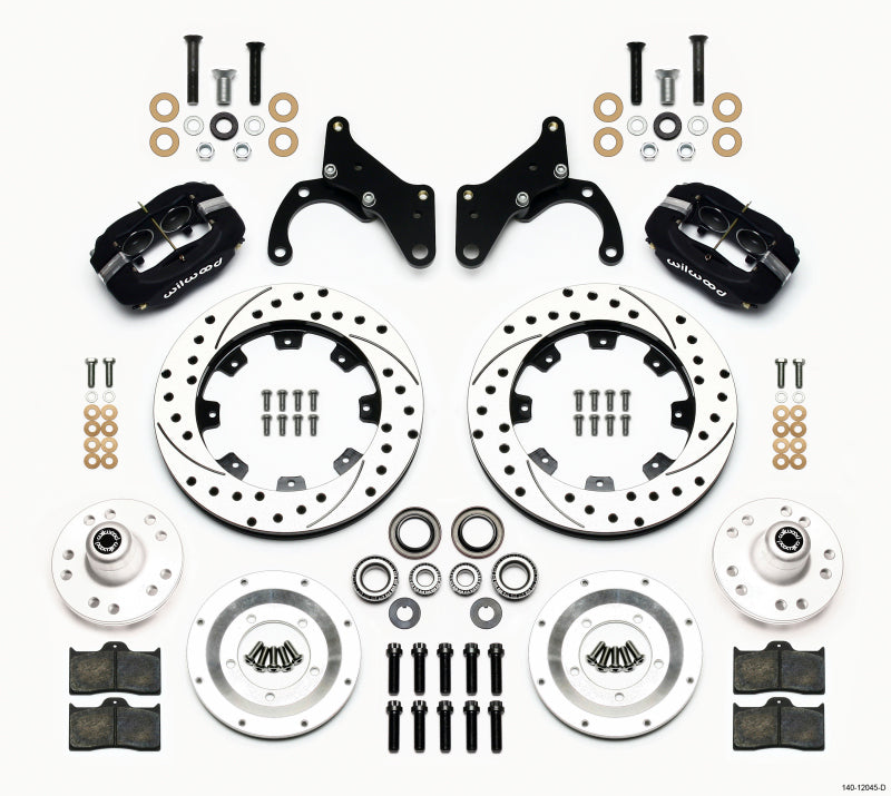 Wilwood Forged Dynalite Front Kit 12.19in Drilled 69-70 Impala Drum/Disc 69-82 Vette - 140-12045-D