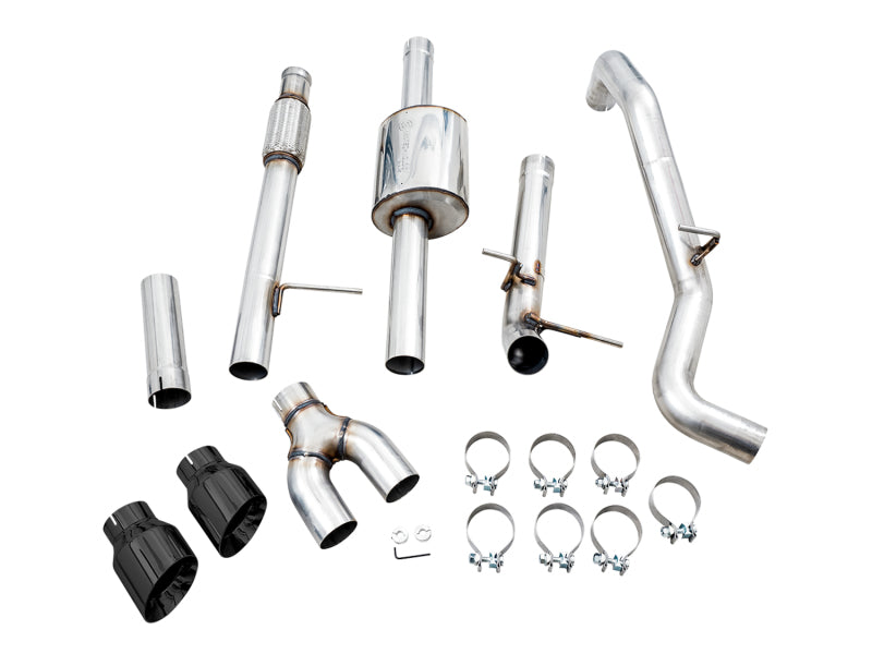 AWE Tuning 4th Gen GM 1500 5.3L 0FG Cat-Back Dual Side Exit (Flat Bumper) - Diamond Tips - 3015-23208