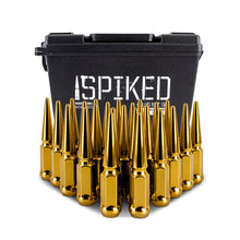 Load image into Gallery viewer, Mishimoto Mishimoto Steel Spiked Lug Nuts M12 x 1.5 24pc Set Gold - MMLG-SP1215-24GD