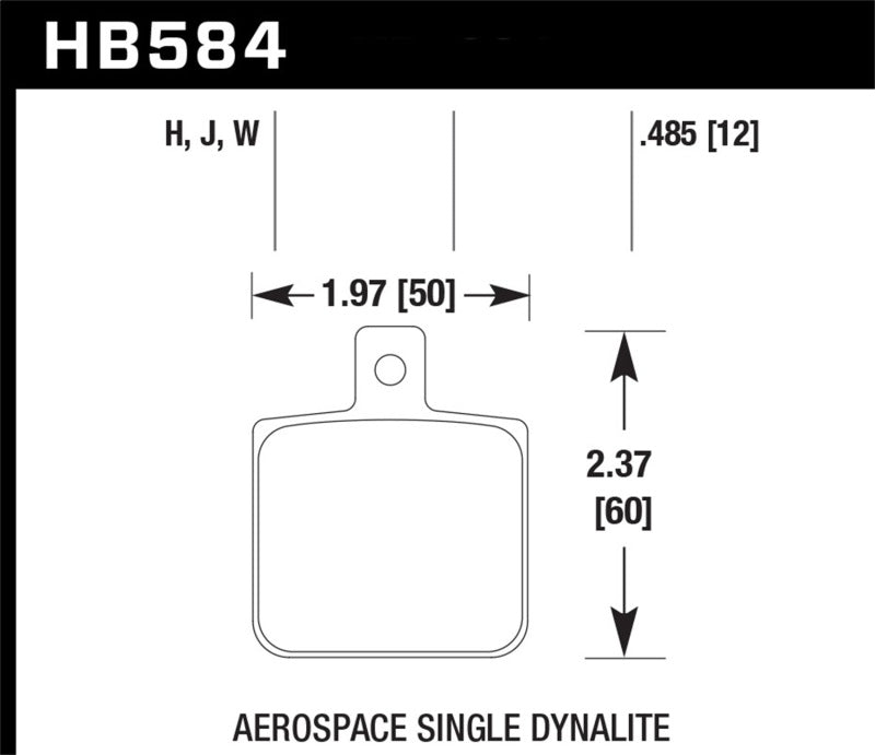 Hawk Aerospace Single Dynalite 12mm Thickness DTC-30 Race Brake Pads - HB584W.485