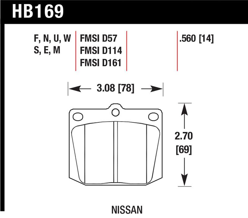 Hawk Nissan 810/240Z/260Z/280Z/620 / Toyota Corona/Cressida/Crown/Pickup Blue 9012 Front Race Pads - HB169E.560
