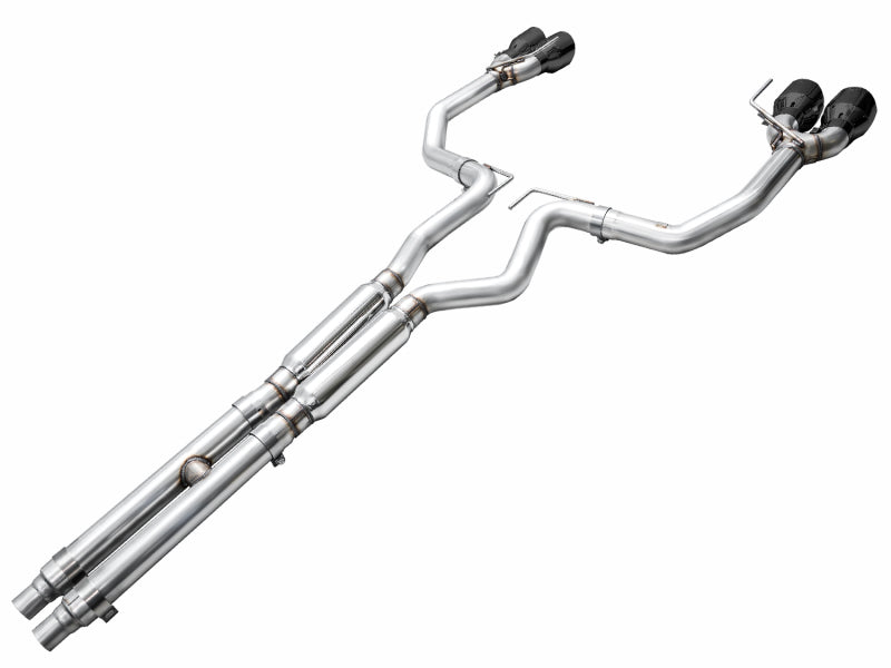 AWE 2024 Ford Mustang GT Fastback S650 RWD Track Edition Cat-Back Exhaust w/ Quad Diamond Black Tips - 3020-43650