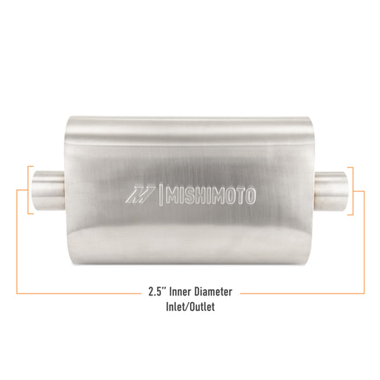 Mishimoto Universal Muffler with 2.5in Center Inlet/Outlet - Brushed - MMEXH-MF-25CCBR