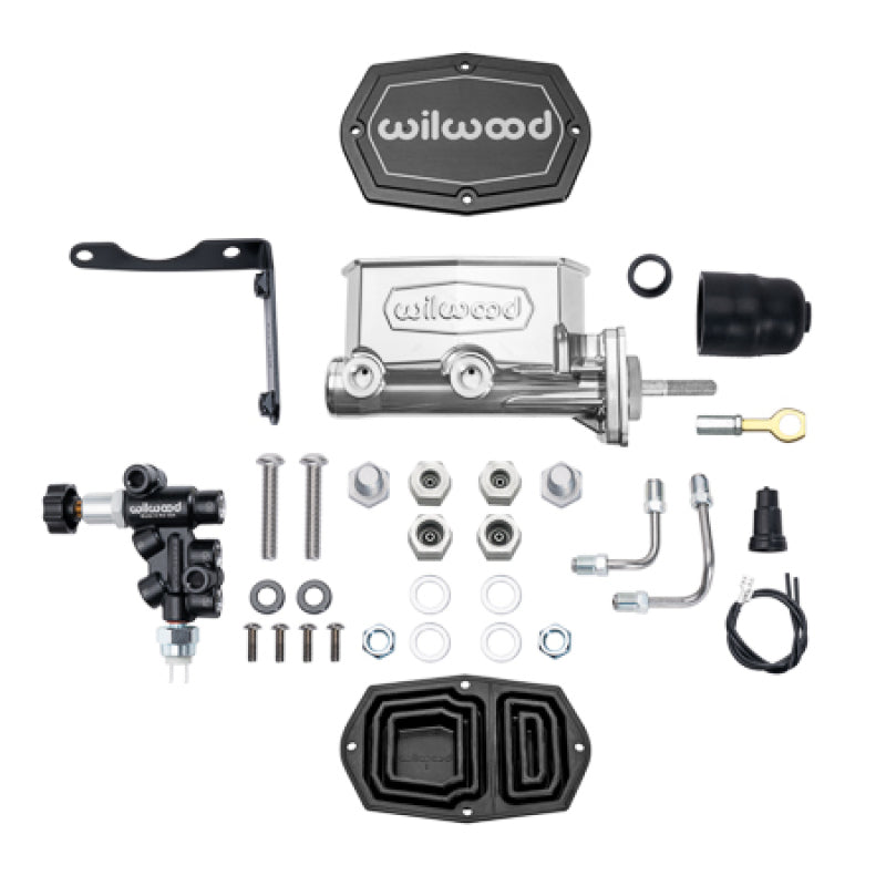 Wilwood Compact Tandem M/C Aluminum 1.00in Bore w/ Bracket/Valve/Push (Mopar) - Chrome P-coat - 261-17319-P