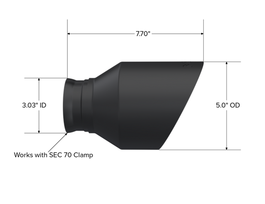MBRP 15-23 Dodge Charger 5.7L/6.2L/6.4L T304 3in ID / 5in OD Out / 8in Length Angle Cut Black Tip - T5197BLK