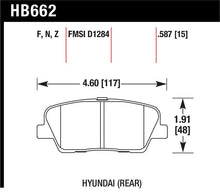 Load image into Gallery viewer, Hawk 10 Hyundai Genesis Coupe (w/o Brembo Breaks) HP+ Autocross 15mm Rear Brake Pads - HB662N.587