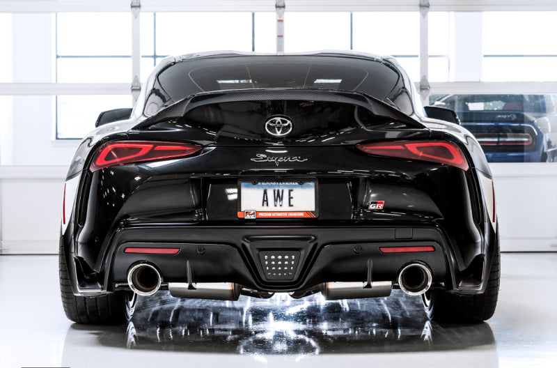 AWE Tuning 2020 Toyota Supra A90 Non-Resonated Touring Edition Exhaust - 5in Chrome Silver Tips - 3020-32058