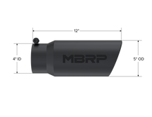 Load image into Gallery viewer, MBRP Universal Tip 5 O.D. Angled Rolled End 4 inlet 12 length - Black Finish - T5051BLK