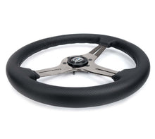 Load image into Gallery viewer, NRG Light Weight Gaming Steering Wheel - 350mm 3 Black Chrome Silver Spokes Perforated Leather - ST-018BC-PR