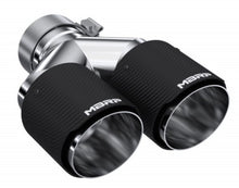 Load image into Gallery viewer, MBRP 3in ID / Dual 4in OD Out Staggered L 9.37in / R 9.87in Dual Wall Carbon Fiber Univ Exhaust Tip - T5183CF