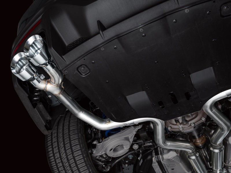 AWE 2024 Ford Mustang Dark Horse S650 RWD Track Edition Cat-Back Exhaust w/ Quad Chrome Silver Tips - 3020-42375