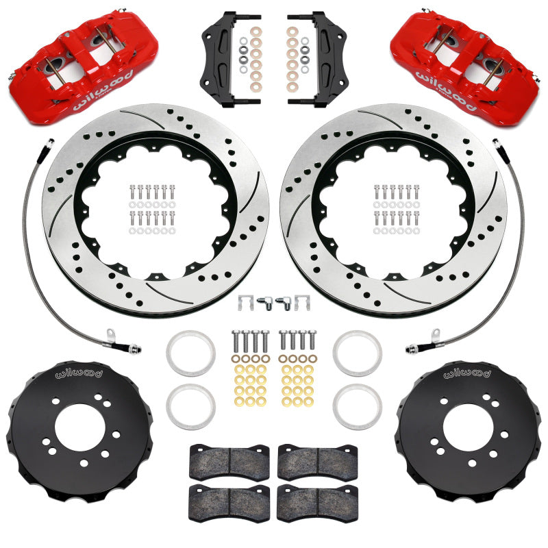 Wilwood 89-98 Nissan 240SX/89-94 Skyline/90-96 300ZX Aerolite 6R Front BBK w/ 14in D/S Rotors - Red - 140-18251-DR
