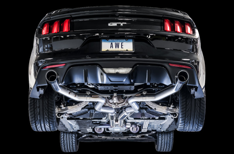 AWE Tuning S550 Mustang GT Cat-Back Exhaust - Track Edition (Chrome Silver Tips) - 3020-32028