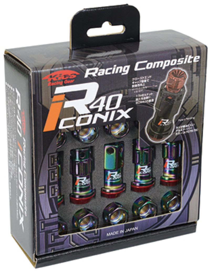 Project Kics 20 PCS (NO LOCKS) Neocro R40 Iconix W/ Plastic Cap (Black) - 12X1.25 - WRIF03NK