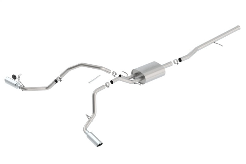 Borla 14 Silv/Sierra C/B Exhaust S-Type 1500 5.3L V8 AT/MT 2&4WD Ext Cab Split Side Exit - 140545