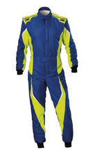 Load image into Gallery viewer, OMP TECNICA EVO OVERALL FIA 8856-2018 / SFI ROYAL BLUE / F YELLOW SZ 62 - IA0-1859-B01-SF-044-62