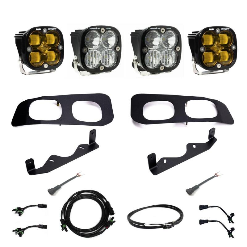 Baja Designs 2023+ Ford F250/F350 Super Duty Squadron SAE/Pro Fog Pocket Kit - Amber Upfitter - 448228UP