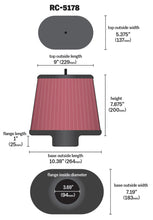 Load image into Gallery viewer, K&amp;N Universal Air Filter - Oval Straight - 3.688in Flange ID x 10.25in Base O/S Length x 7.875in H - RC-5178