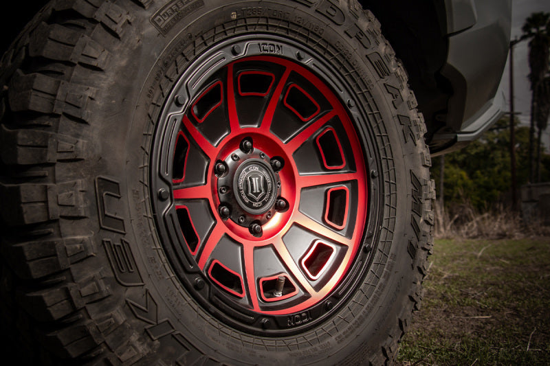 ICON Victory 17x8.5 6x135 6mm Offset 5in BS Satin Black w/Red Tint Wheel - 3017856350SBRT