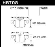 Load image into Gallery viewer, Hawk 07-08 BMW X5 3.0si/4.8i / 09-13 X5 Xdrive / 08-13 X6 Xdrive HPS Front Brake Pads - HB708F.738