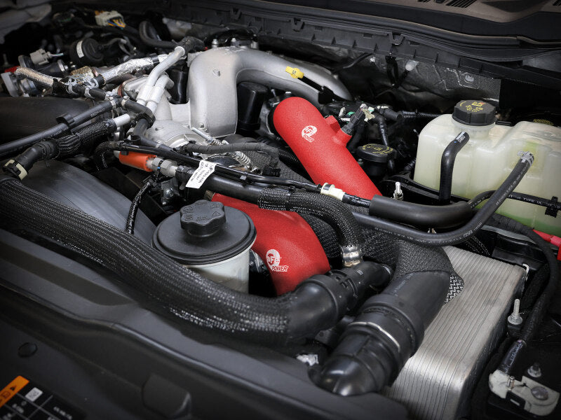 aFe 23-25 Ford F250/F350 Super Duty V8-6.7L BladeRunner Aluminum Hot & Cold Charge Pipe Kit - Red - 46-20684-R
