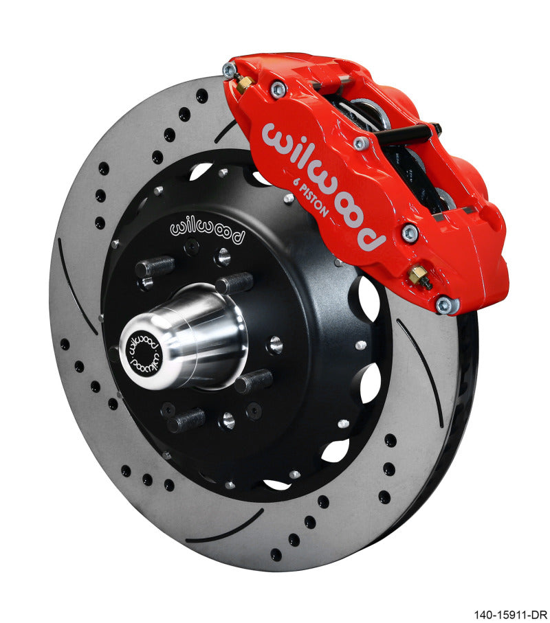 Wilwood Narrow Superlite 6R Front Big Brake Kit 14.00in SRP Drilled and Slotted Rotor - Red - 140-15911-DR