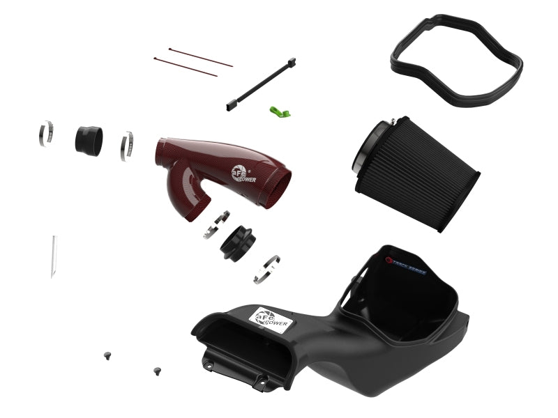 aFe 17-24 Ford F-150 Track Series Red Kevlar Carbon Fiber C/A Intake System w/Black Pro 5R Filter - 57-10031KR