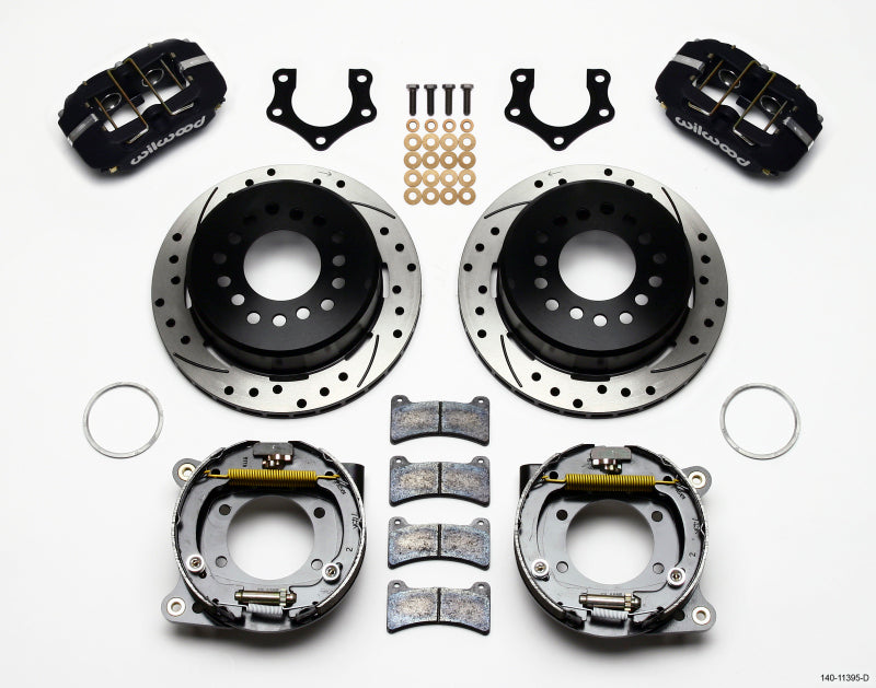 Wilwood Dynapro Low-Profile 11.00in P-Brake Kit Drilled Mopar/Dana 2.36in Off w/Snap Ring Bearing - 140-11395-D