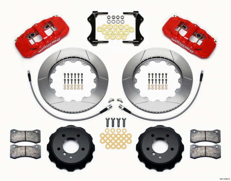 Wilwood AERO6 Front Hat Kit 14.00 Red 2007-2011 BMW E90 Series w/Lines - 140-13582-R