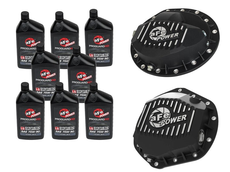 aFe Power Front/Rear Diff Cover Kit w/ Oil 03-13 Dodge L6 Trucks (AAM 9.25-14 & AAM 11.5-14) - 46-7700AB