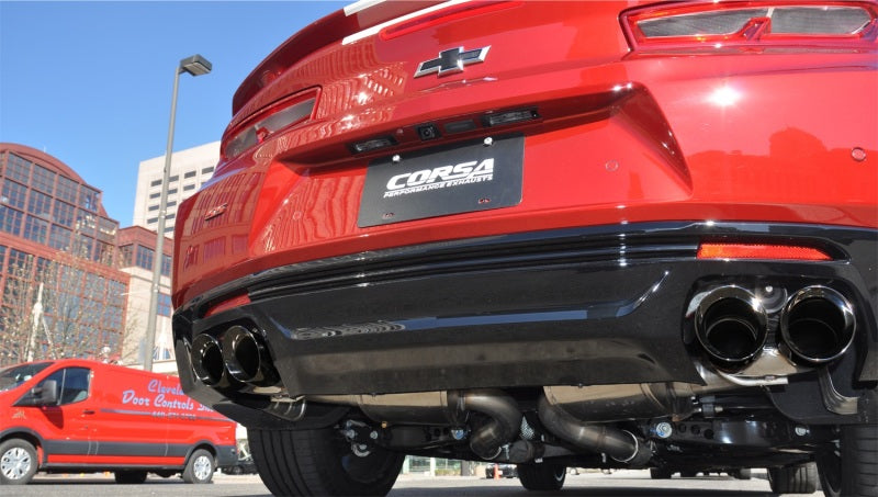 Corsa 2016-24 Chevy Camaro SS 6.2L Xtreme+ 2.75in Cat-Back Dual Rear Exit w/ Twin 4in Black PVD Tips - 14770BLK