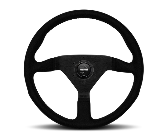 Momo Montecarlo Alcantara Steering Wheel 350 mm - Black/Black Stitch/Black Spokes - MCL35AL1B
