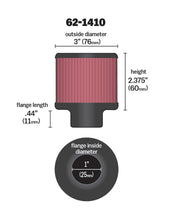 Load image into Gallery viewer, K&amp;N 1 inch ID 3 inch OD 2.375 inch H Rubber Base Crankcase Vent Filter - 62-1410