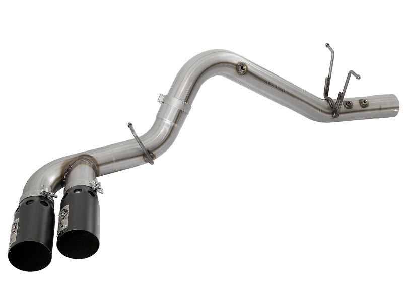 aFe Victory Series 4in 409-SS DPF-Back Exhaust w/ Dual Black Tips 2017 GM Duramax V8-6.6L(td) L5P - 49-44089-B