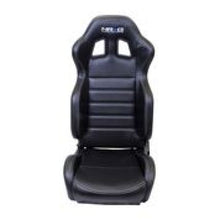 Load image into Gallery viewer, NRG Reclinable Sport Seats (Pair) PVC Leather w/NRG Logo - Black w/White Stitching - RSC-208L/R
