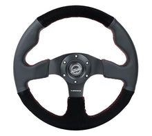 Load image into Gallery viewer, NRG Reinforced Steering Wheel (320mm/ 2.5in. Deep) Sport Leather / Suede w/ Red Stitch - RST-012R/S-RS